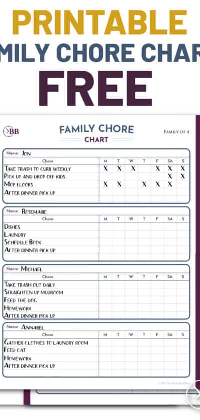 Image of the free family chore chart