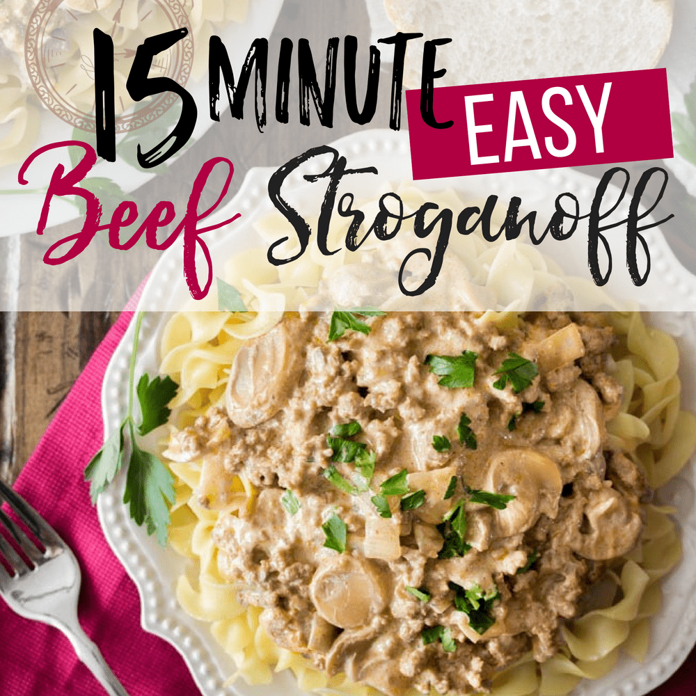 15 Minute Easy Beef Stroganoff- I love this recipe! This 15 Minute Beef Stroganoff was a hit with my husband and my kids and we ate the leftovers for lunch the next day. 2 meals that everyone ate. Now that's a win!